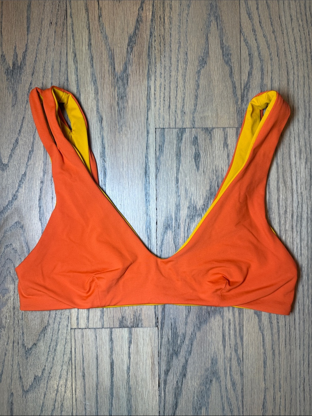 L*Space Women’s Reversible Orange Poppy & Yellow Bralette Size Small